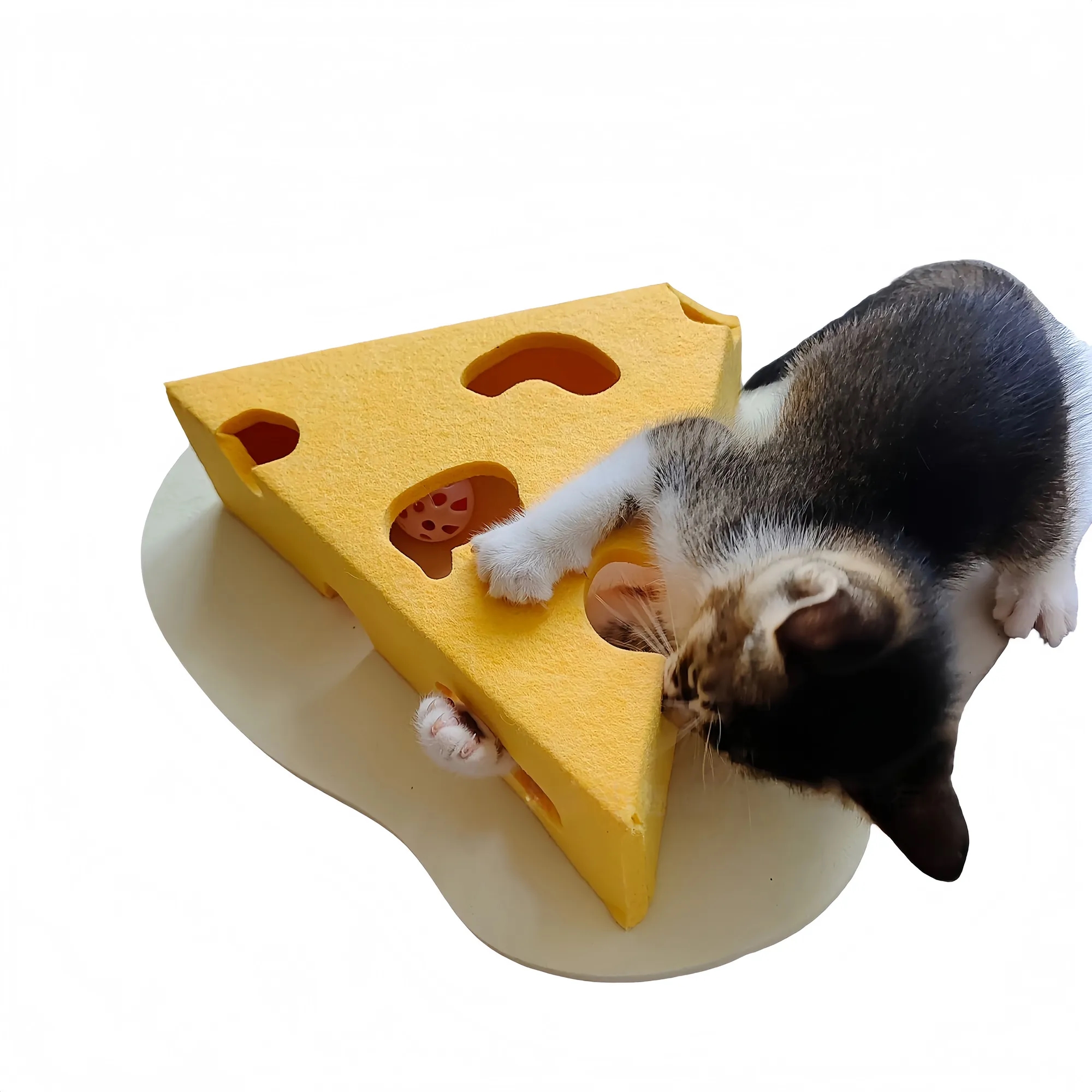 Durable Felt Cheese Wedge Cat Scratching Pad Toy 2