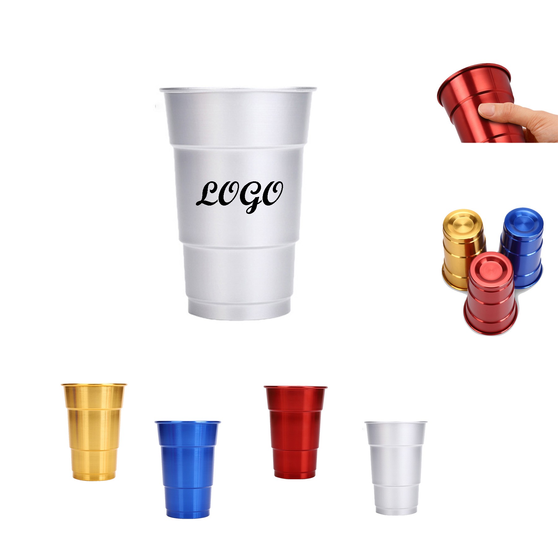 16Oz Aluminum Reusable Stadium Party Beer Cup