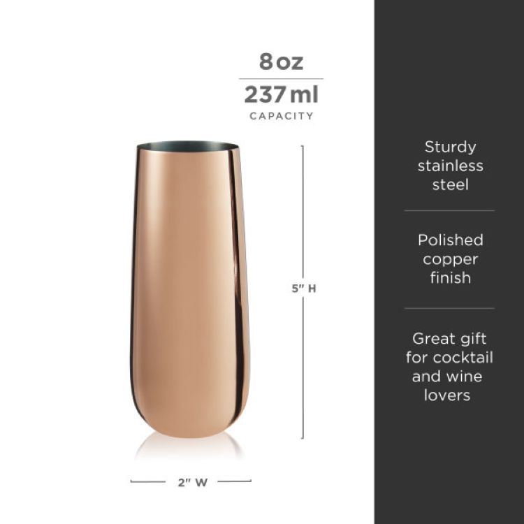 Viski® Copper Stemless Champagne Flute, set of 2 6