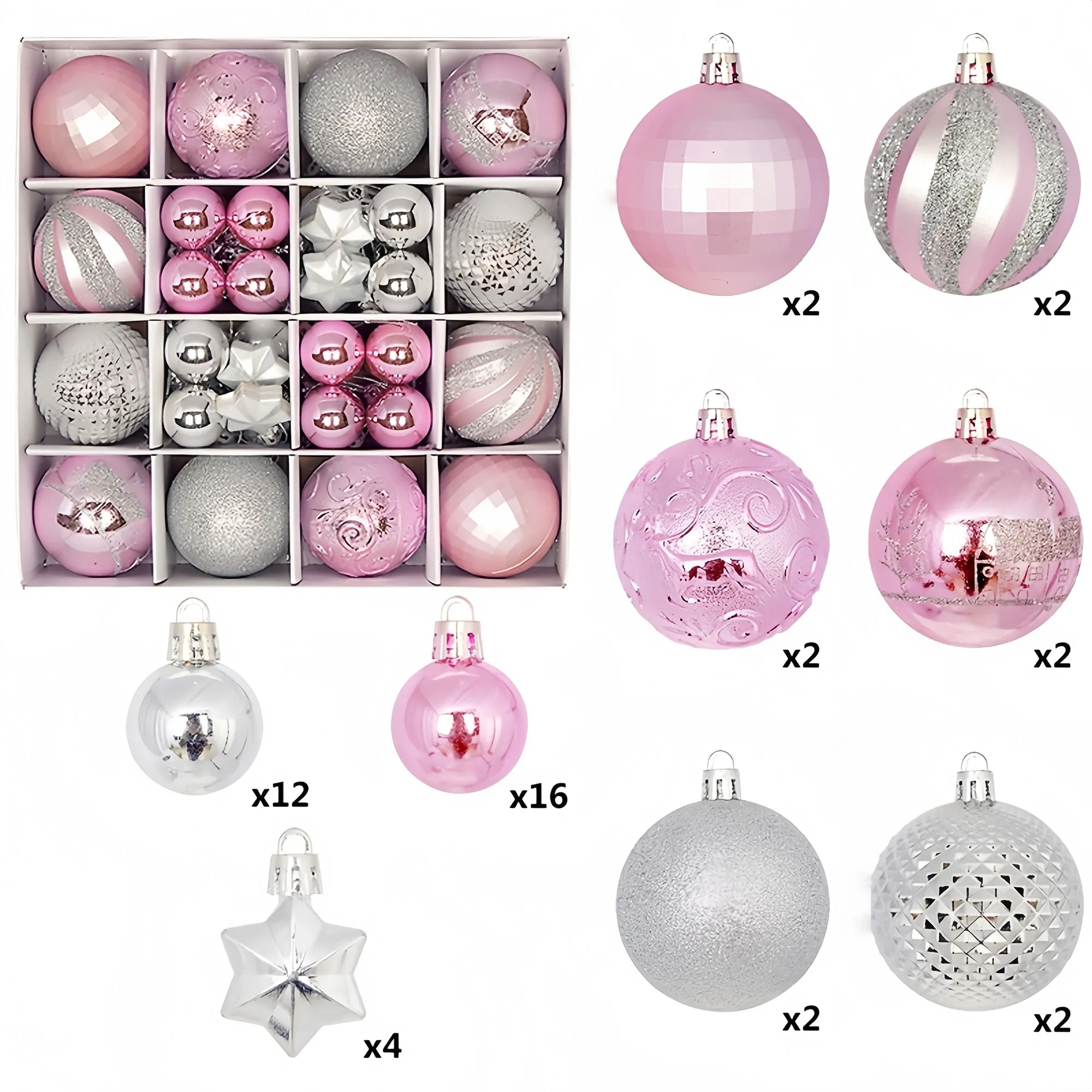 Premium Christmas Bauble Set With Unique Designs 21