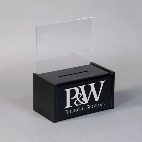 Black Acrylic Suggestion Box w/ 8 5"w x 5"h Message Header