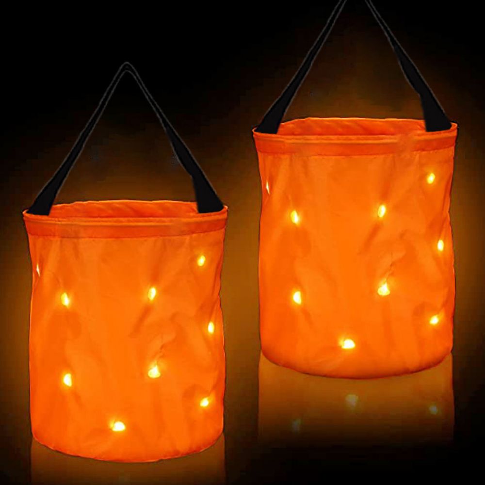 Light LED Up Halloween Trick or Treat Bucket Ghost Bags 4