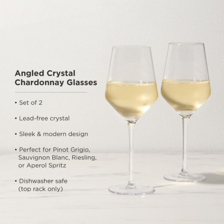 Viski® Raye Angled Crystal Chardonnay Glass, set of 2 2