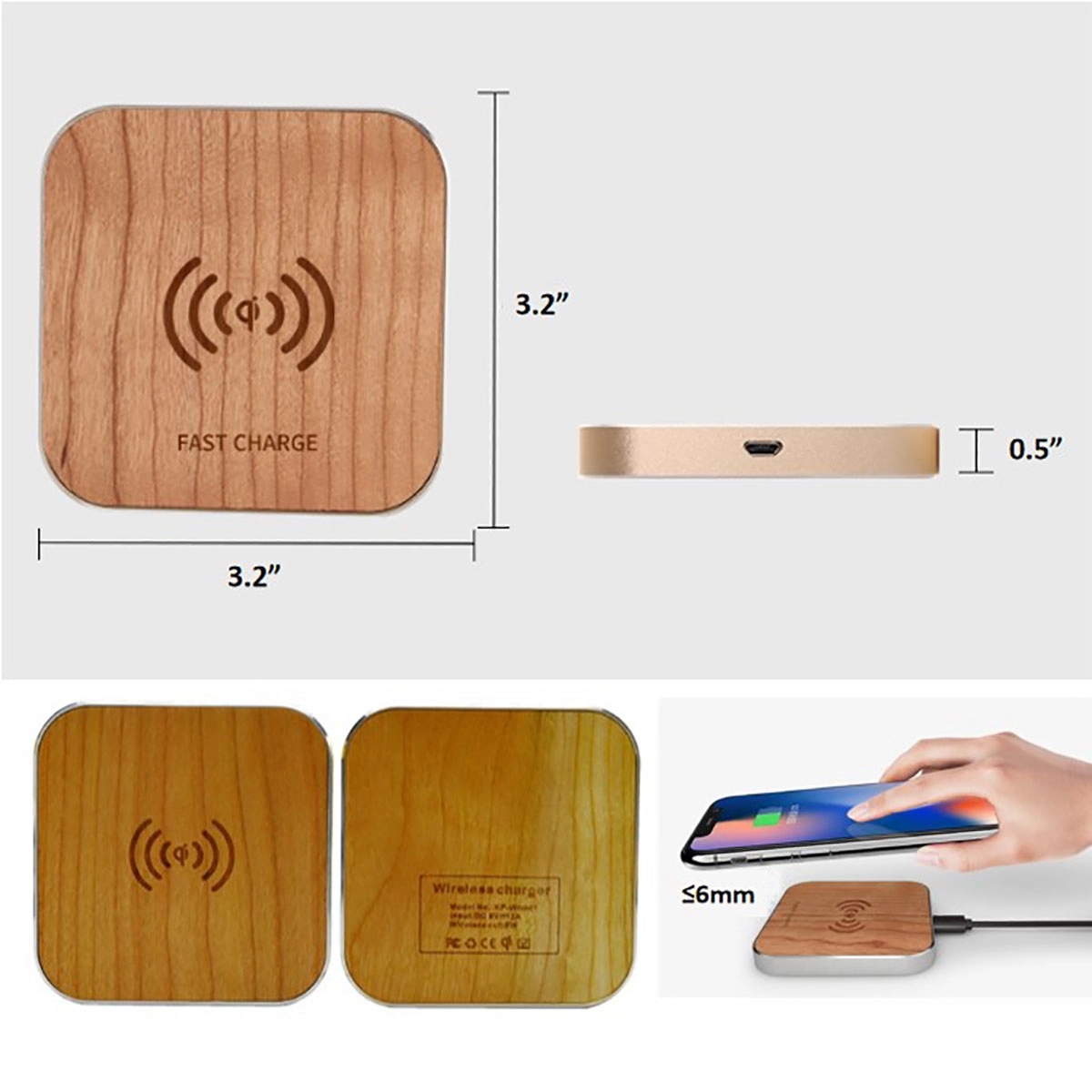 High-End 15W Fast Wireless Charger Wood Grain 4