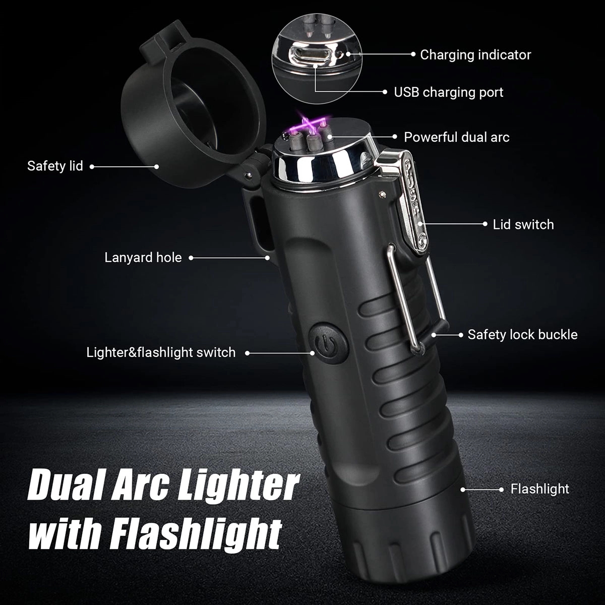 Windproof arc Lighter And LED Flashlight 8