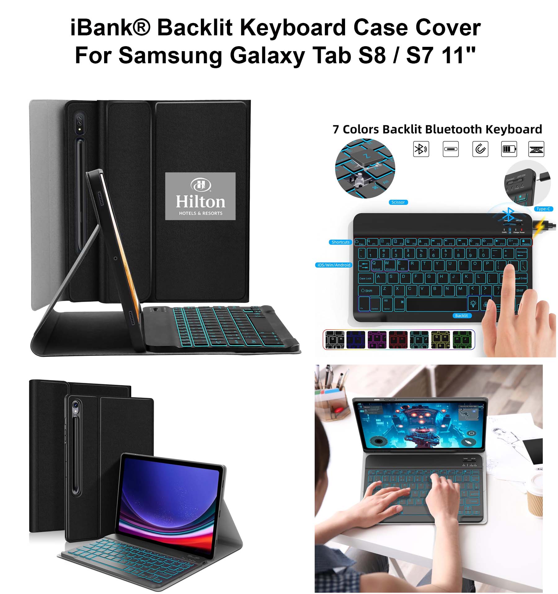 iBank ® Detachable Bluetooth Slim Wireless Keyboard and Soft Back Cover Tablet Case 2