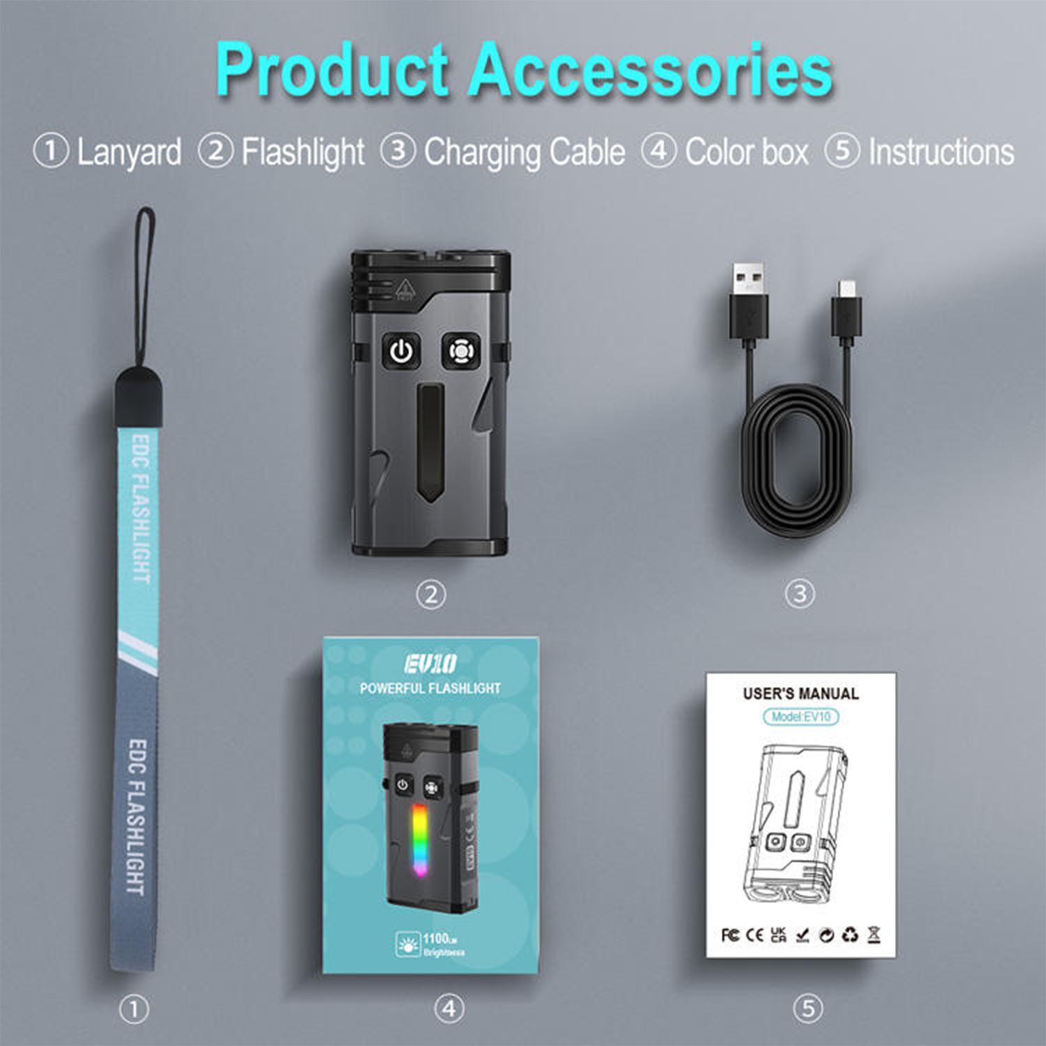 Mini USB Keychain Flashlight – High-Lumen Dual-Mode RGB 3