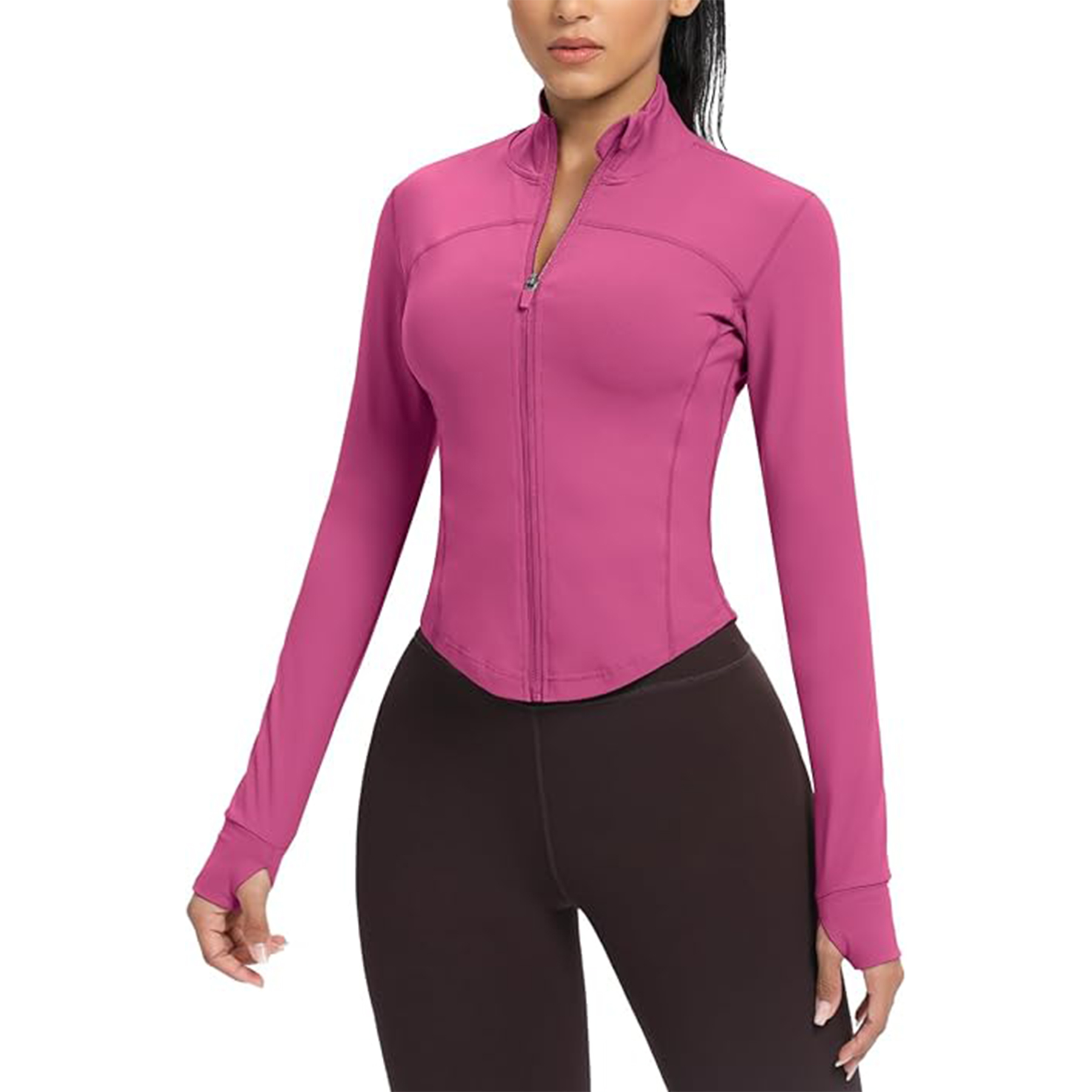 Women Cropped Running Workout Zip Jacket 5