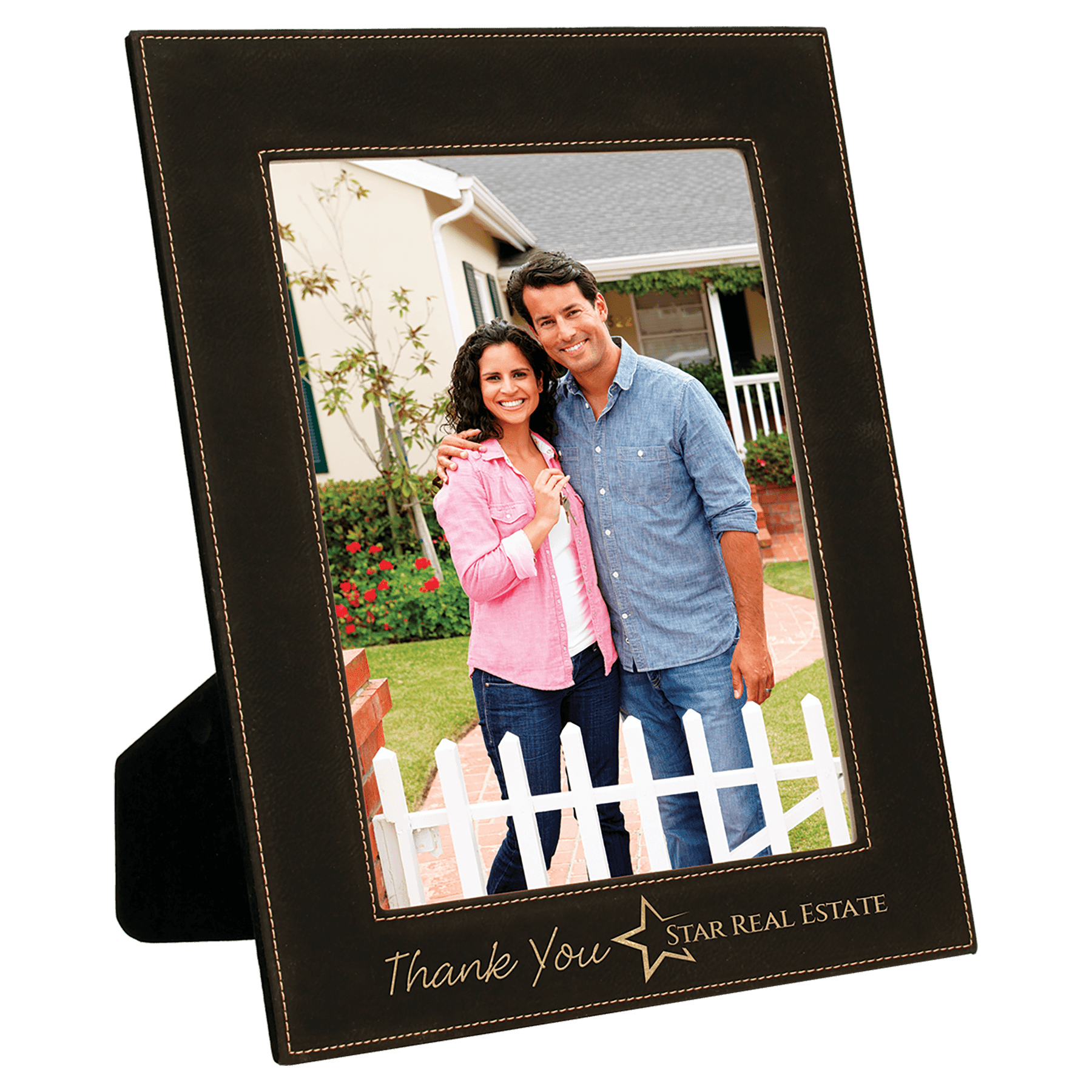 8" x 10" Black/Gold Leatherette Photo Frame 1