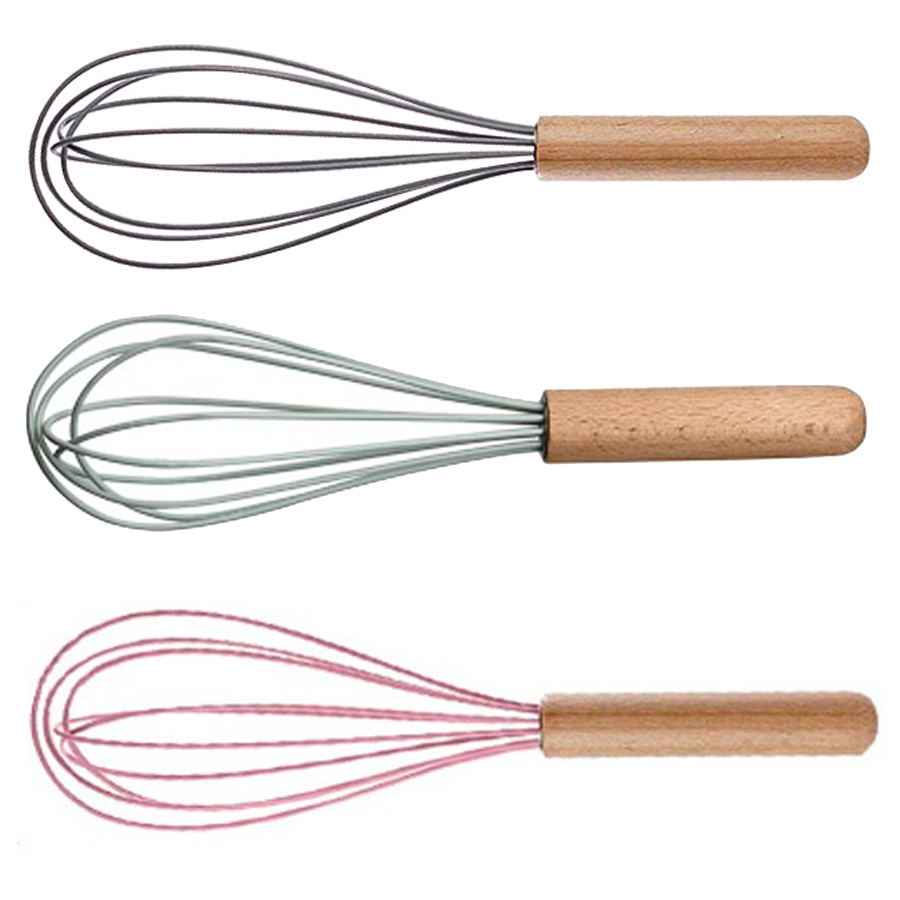 Silicone Whisk with Wooden Handle, Optional Cooking Utensil Set 6