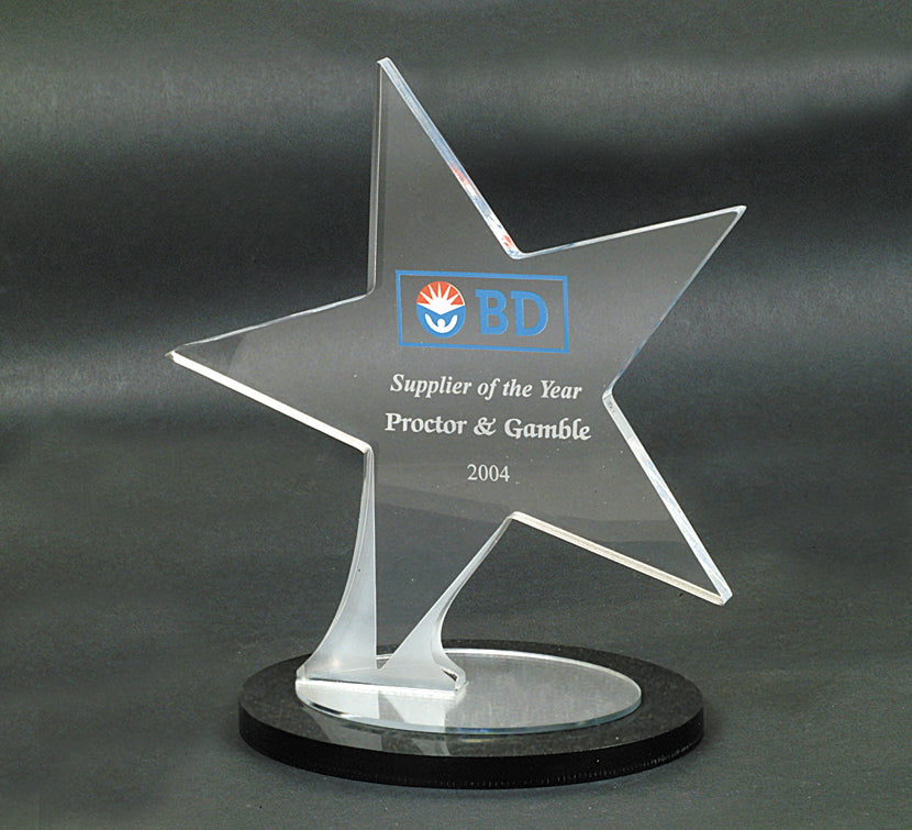 Acrylic Star On Black And Mirror Oval Base 2