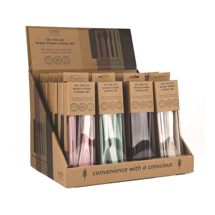 On-The-Go Wheat Straw Utensil Sets - 4 Colors Eco-Friendly 2