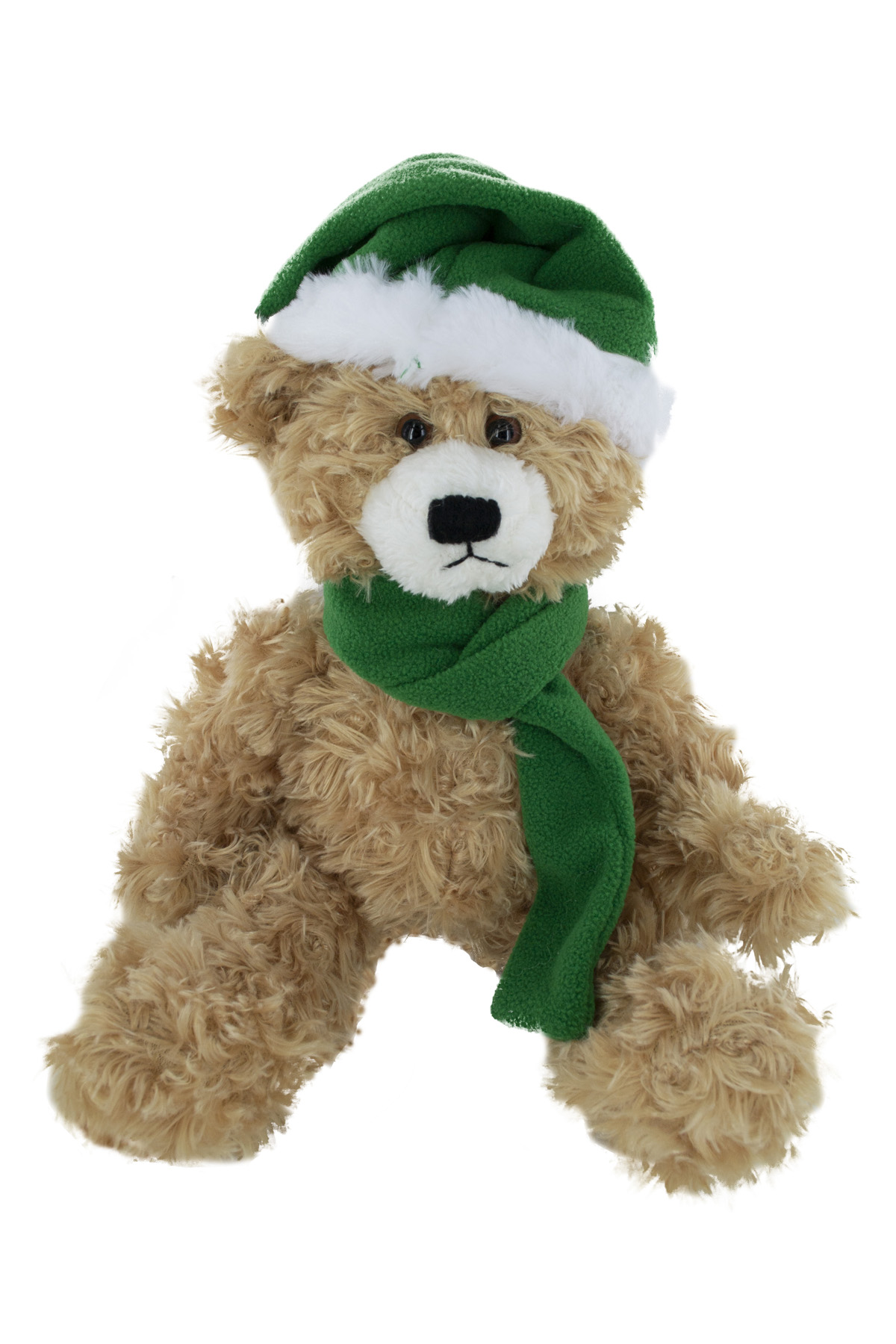 soft plush Beige Brandon Bear  with Christmas scarf &hat