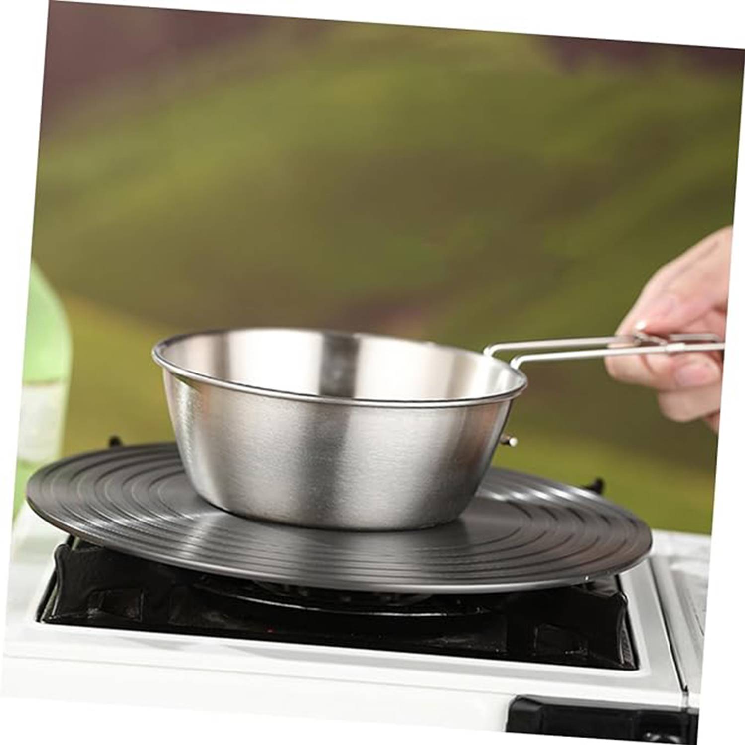 Stainless Steel Camping Bowl w/ Foldable Handle 7