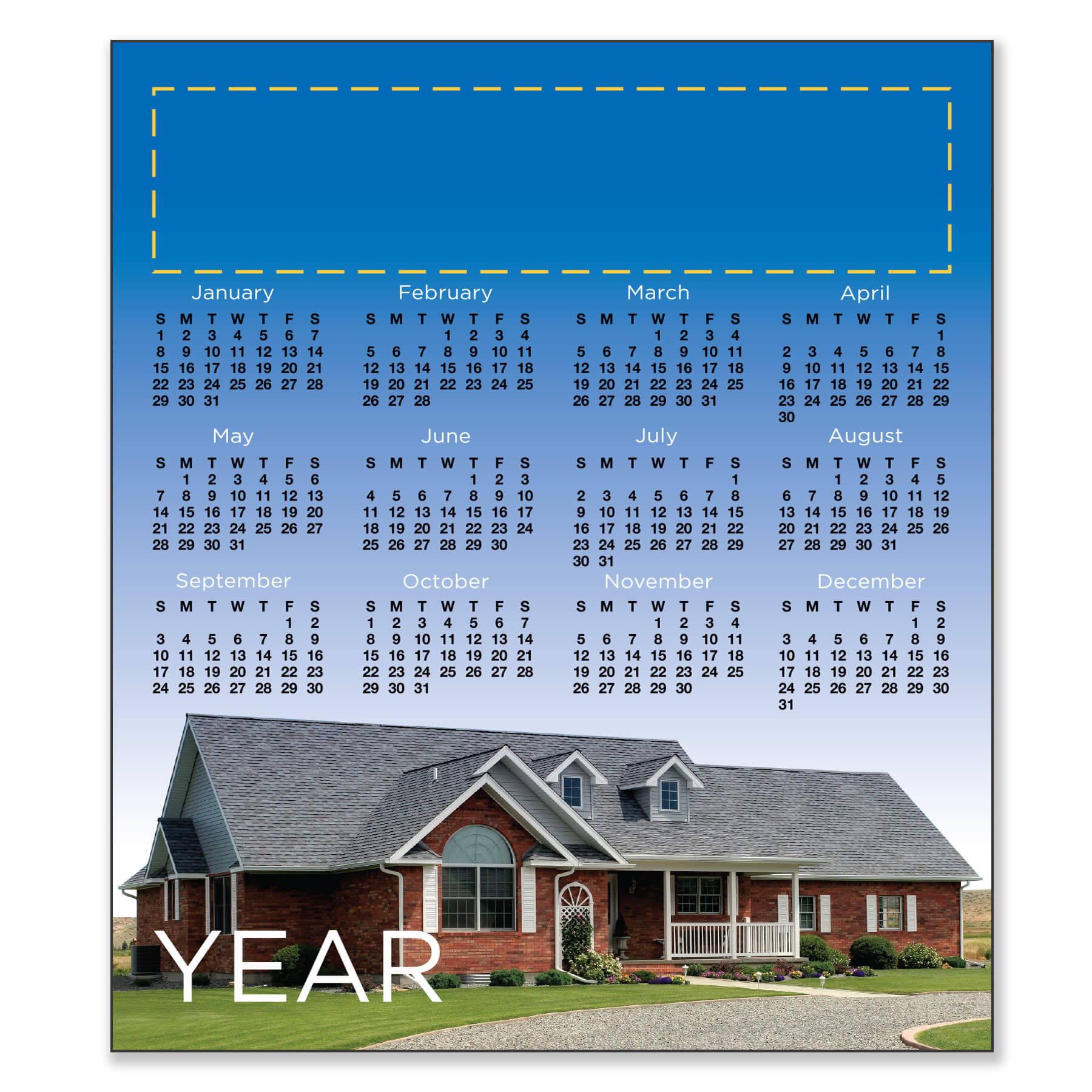 3.5" x 4" Small Magnetic Calendar 30 Mil 19