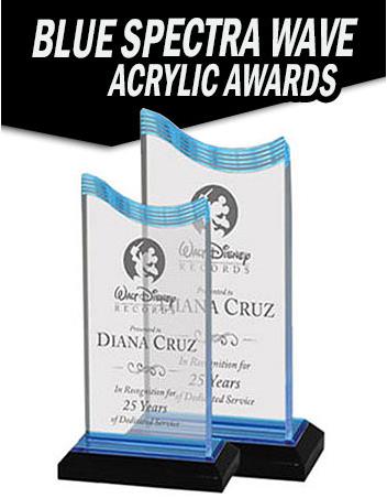 Acrylic: 7x3x1" Spectra Wave Blue Award 1