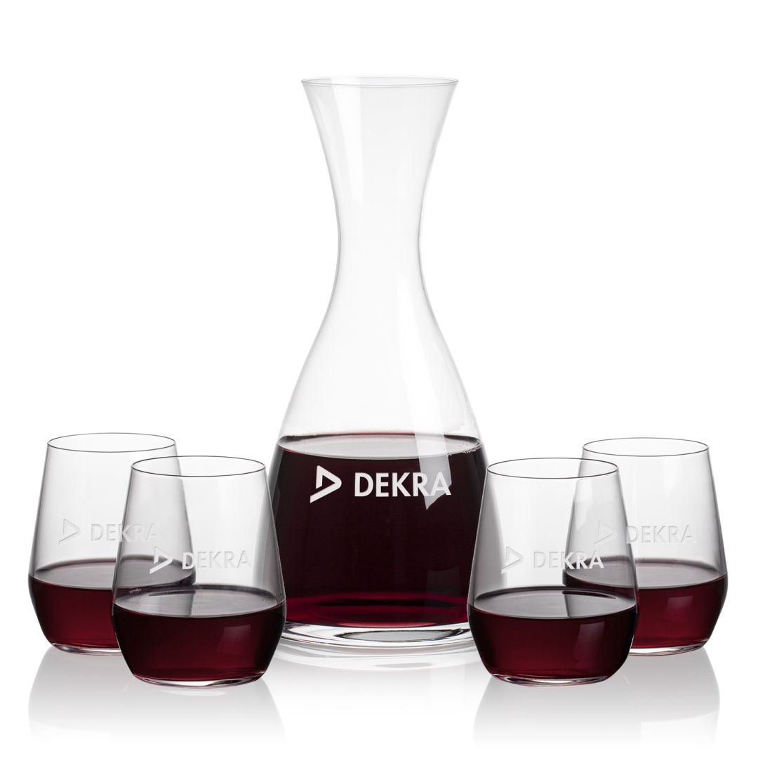Barham Carafe & Germain Stemless Wine, custom bottle opener with logo imprint 4