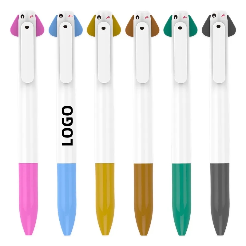 Cute Puppy Two-color Plastic Stretchable Ballpoint Pen 1