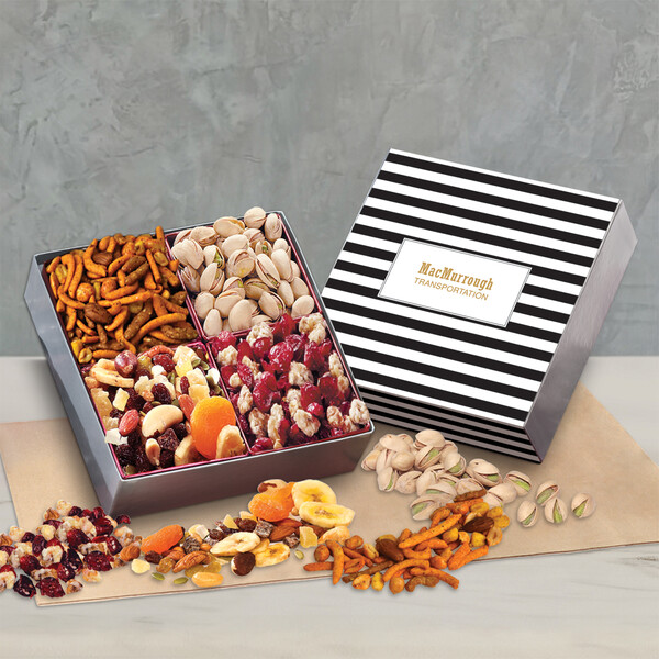 Gift Box with Gourmet Treats with Stripes Sleeve
