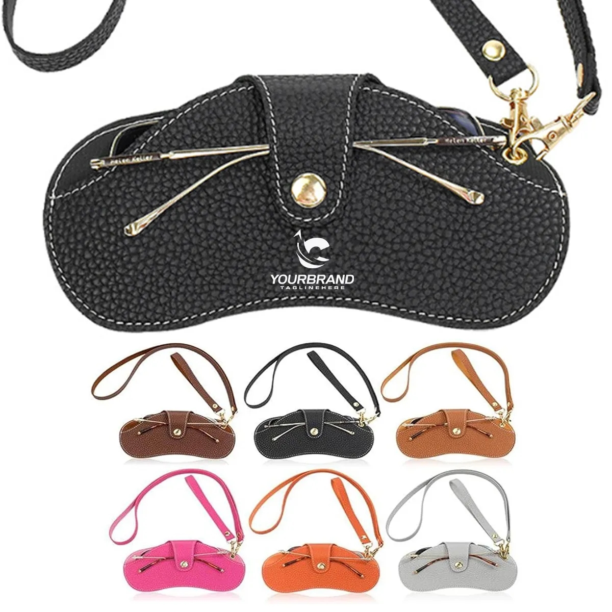 Outdoor Portable Leather Sunglasses Storage Bag With String 5