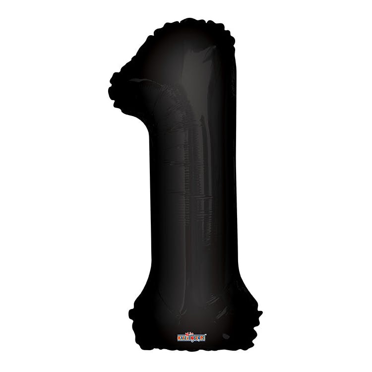 Mylar Number 1 Balloons - Black 34" 2