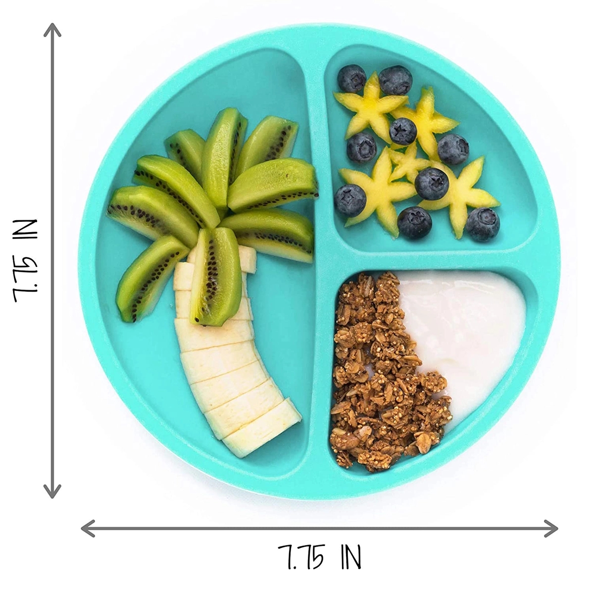 100% Food-Grade Silicone Divided Plates with Suction 5