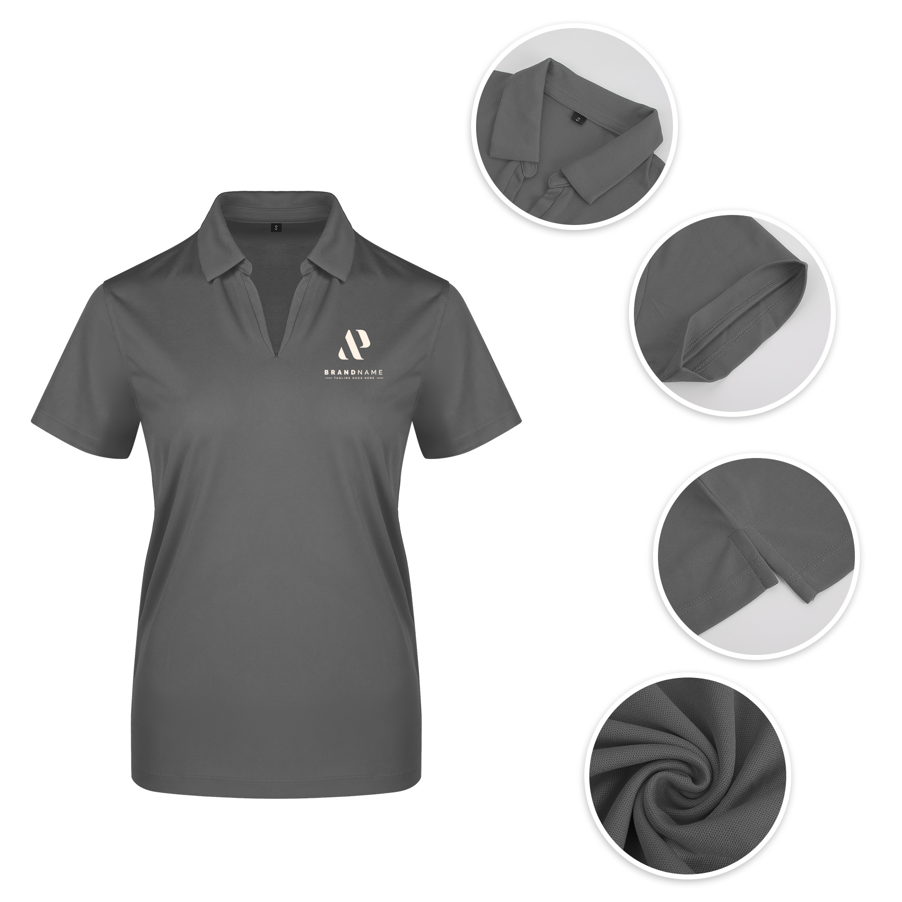Ladies Micro Pique Ribbed Collar Polo Shirt 4