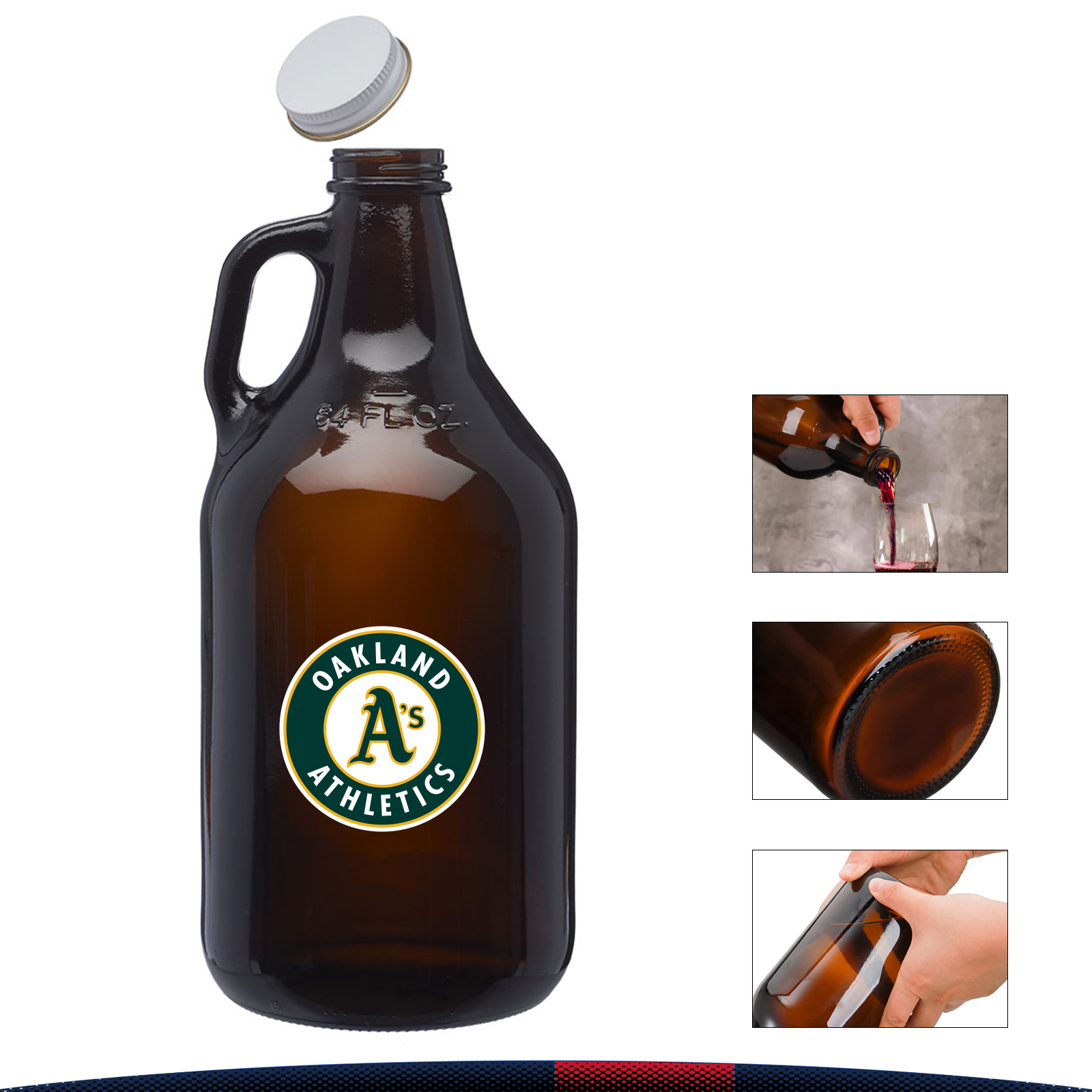 64 oz. Amber Glass Beer Growlers 3
