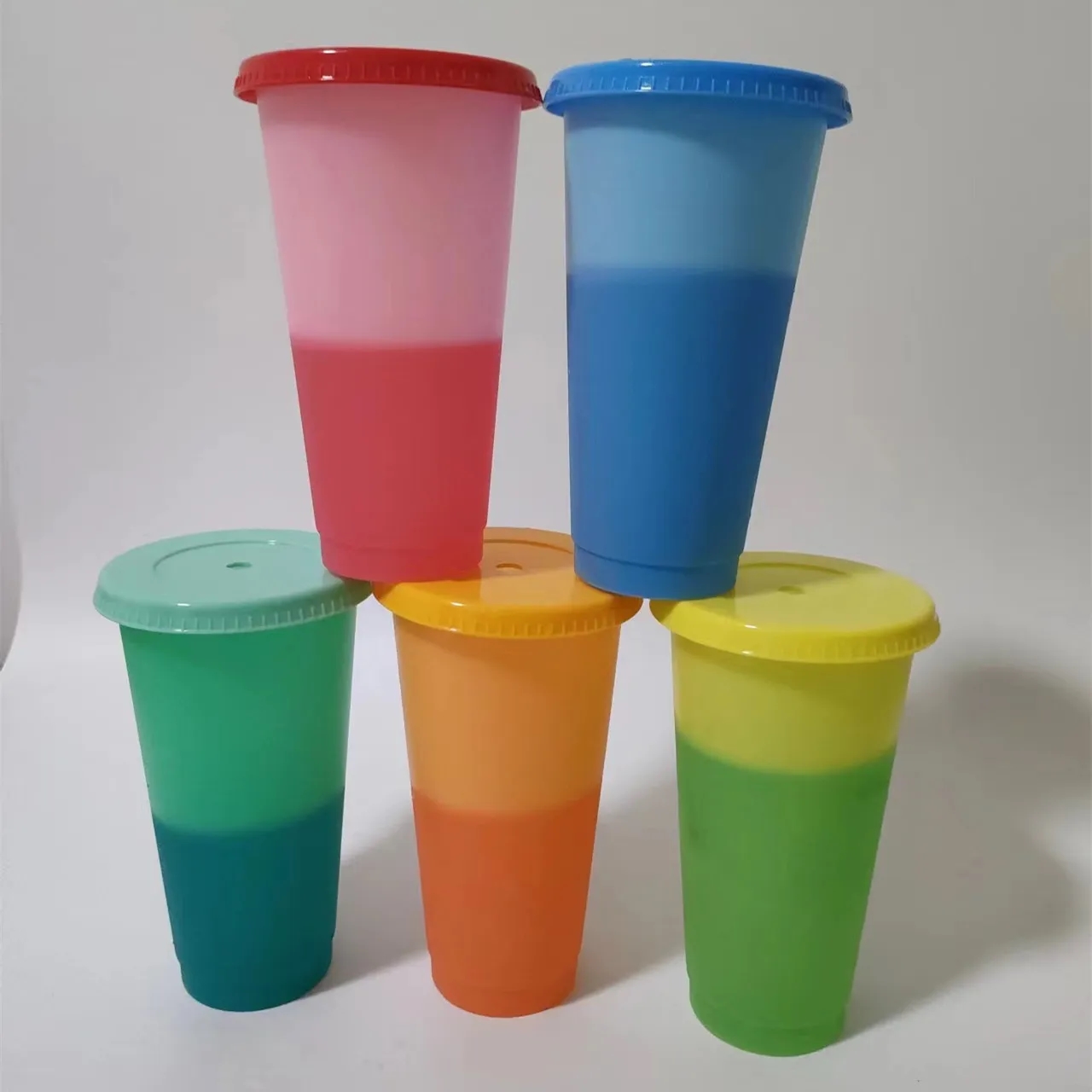 Reusable Color Changing Cup Plastic Tumblers With Lids 3