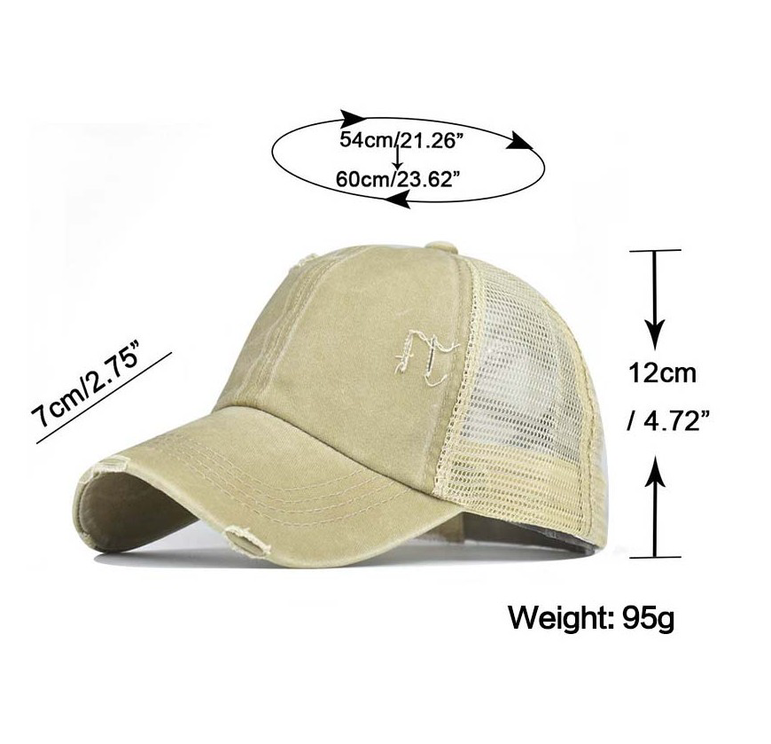 Washed Ponytail Mesh Baseball Cap 3
