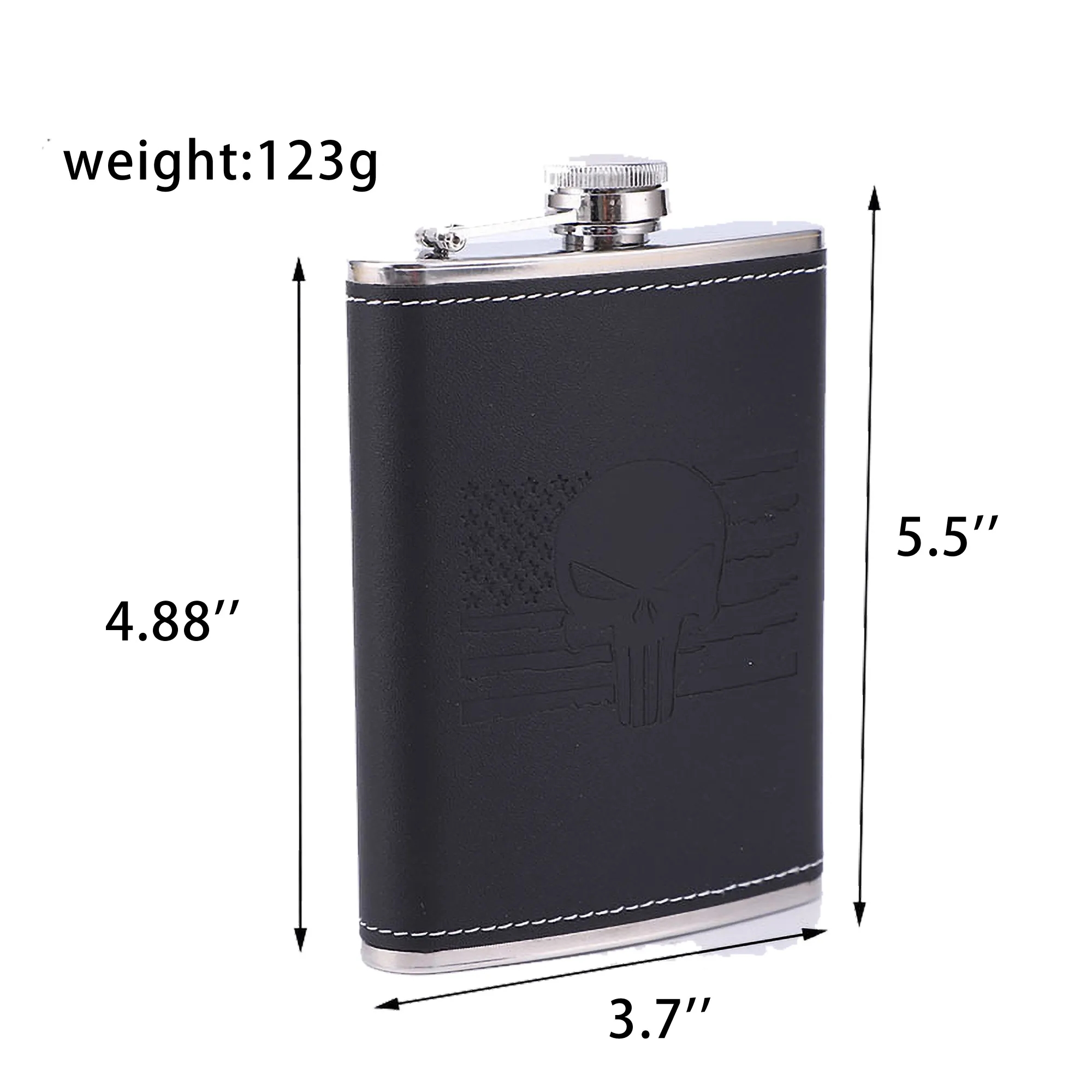 Stainless Steel Hip Flask Eco Faux Leather Wrap Drinking 2