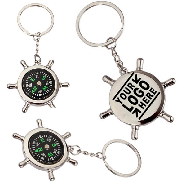 Helmsman Shape Keychain with Compass Decoration