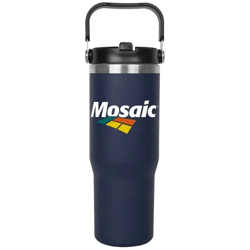 30oz. Stainless Steel Insulated Mug with Handle and Built-In 16