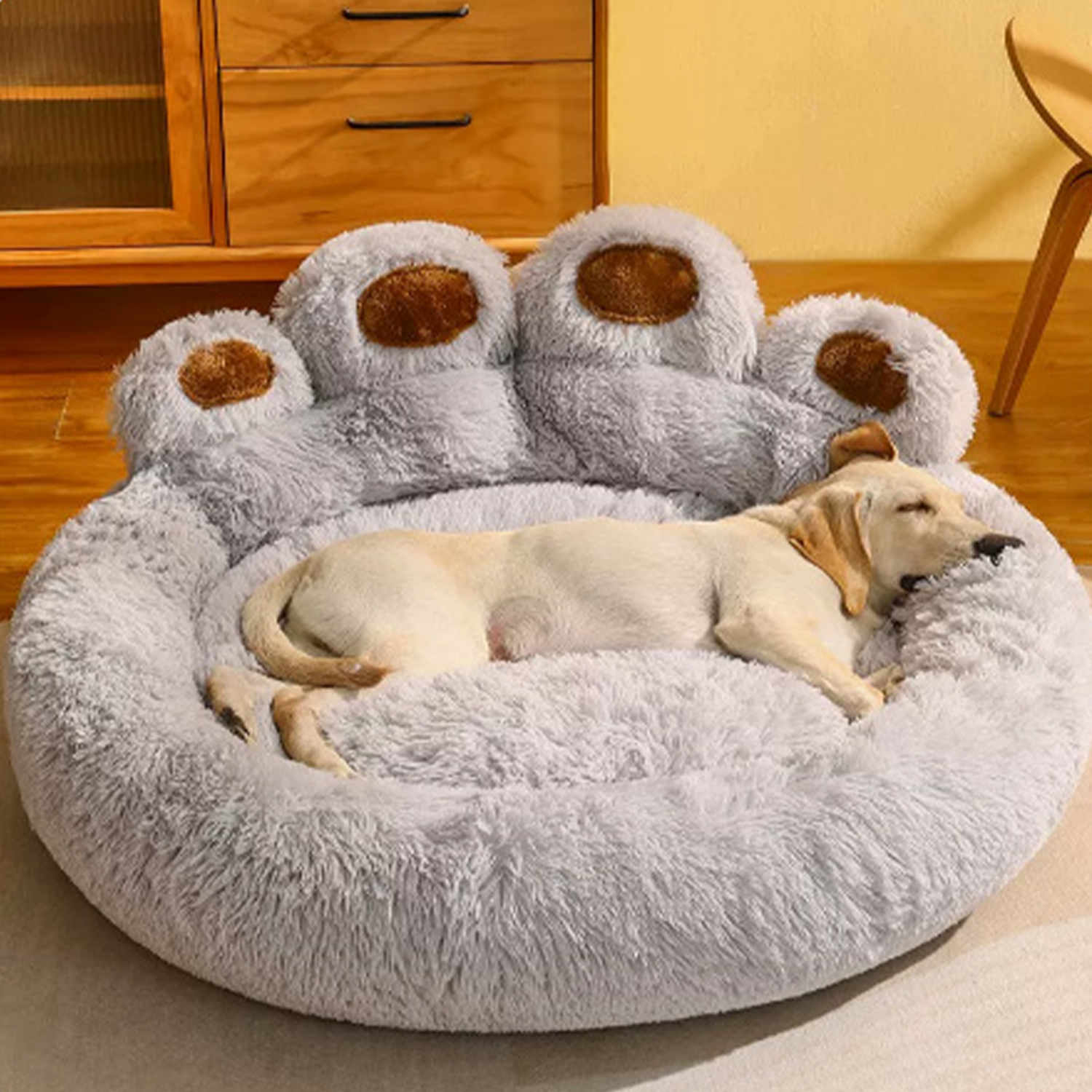 Paw Shape Long Plush Seasons Warm Cozy Pet Cat Dog Bed 5