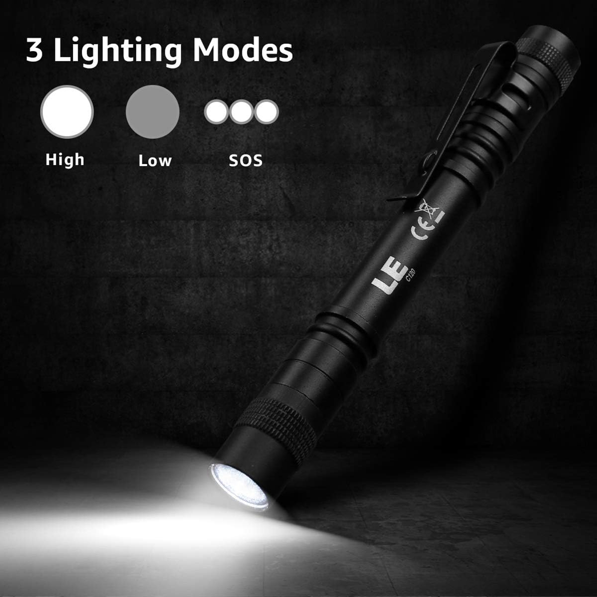 LED Pen Flashlight With Clip 2