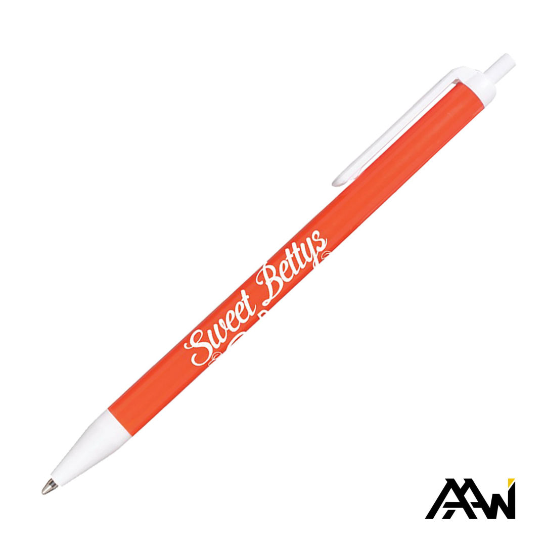 Value Slim Pen w/Glossy Colored Barrel - Matte White Accent 19