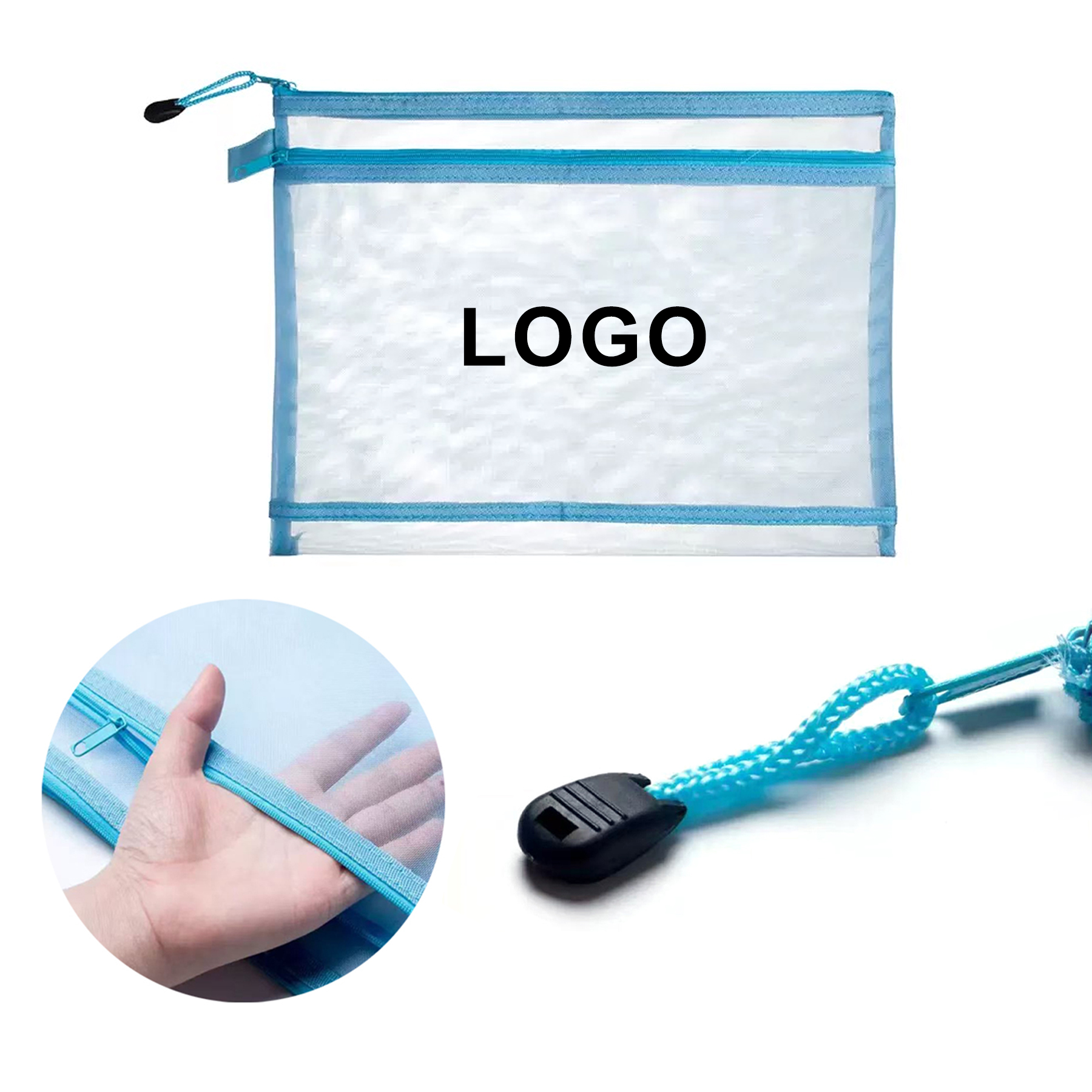 Zippered Mesh Transparent Pencil Bag 1