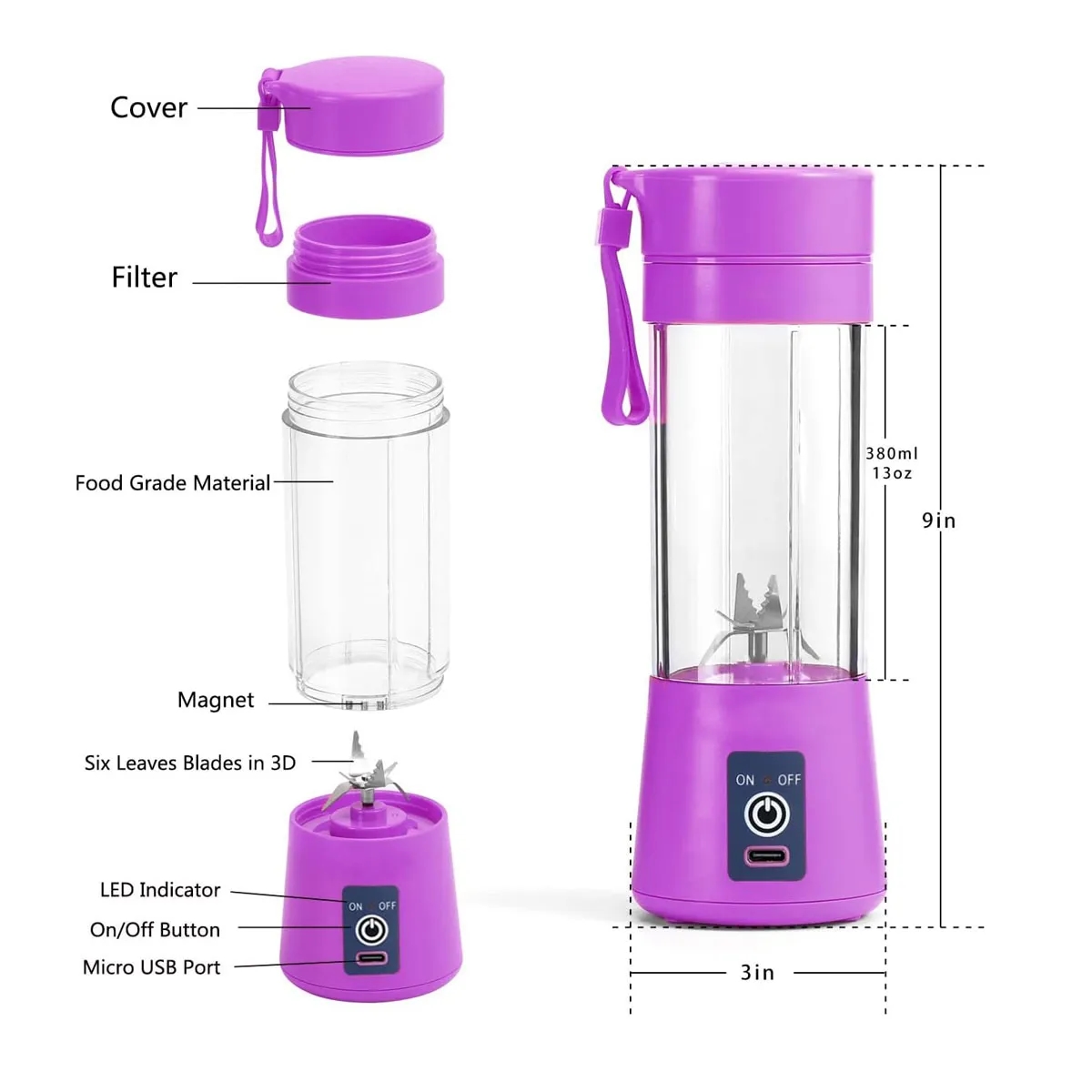 Portable Blender with Six Blades 5