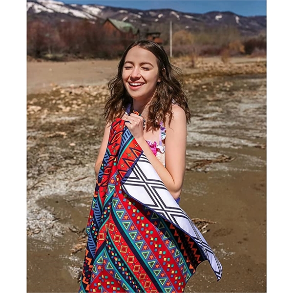 Full Color Imprint Quick Dry Micro Fiber Beach Blanket Towel 5