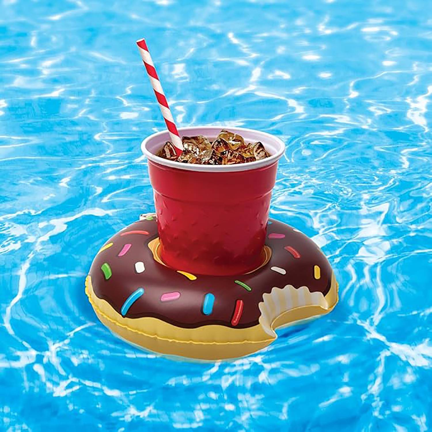 Donut-Shaped Inflatable Drink Holder for Pool 7
