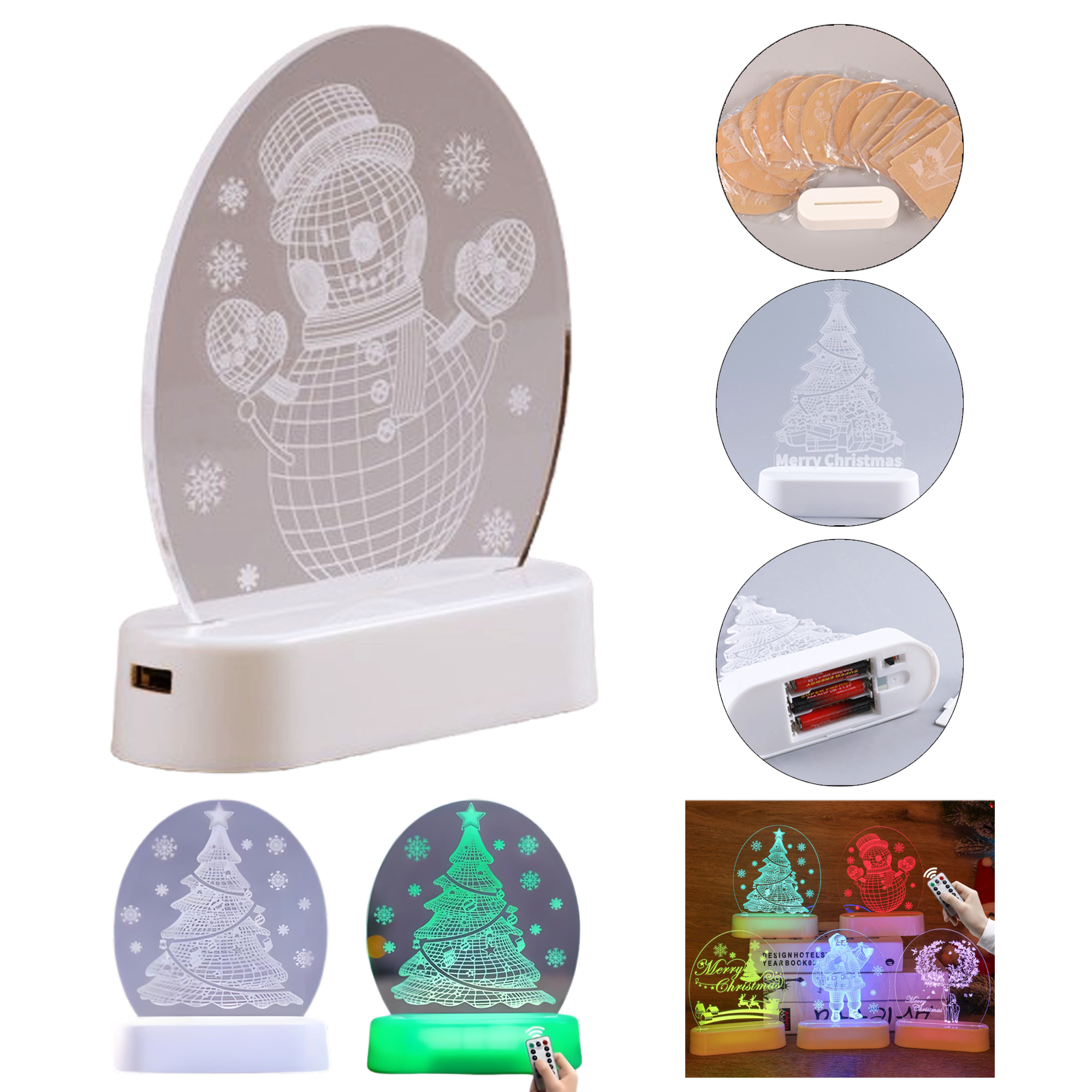 3D Color Remote Control Christmas LED Night Light 2