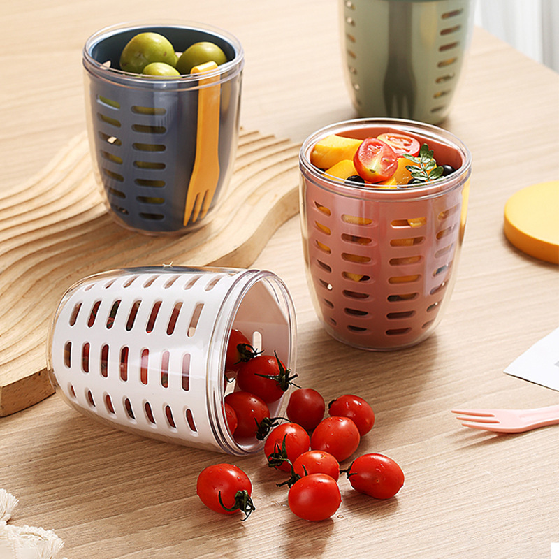 Customized double-layer draining fruit cup 2
