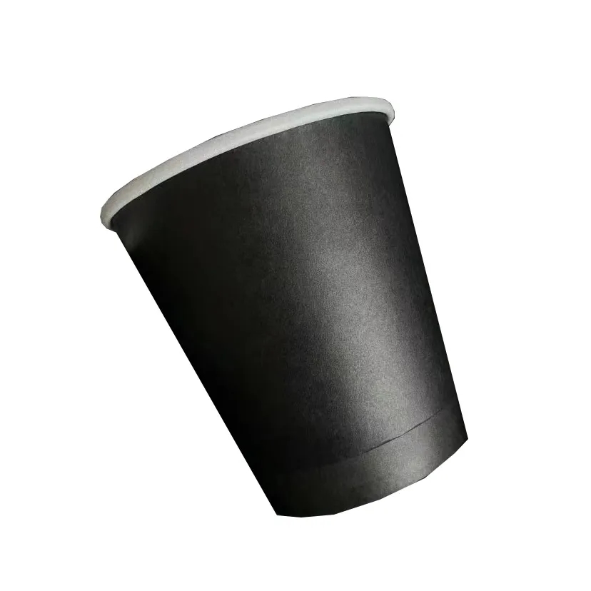 12oz Pure Black Double-Layer Hollow Disposable Paper Cups 2