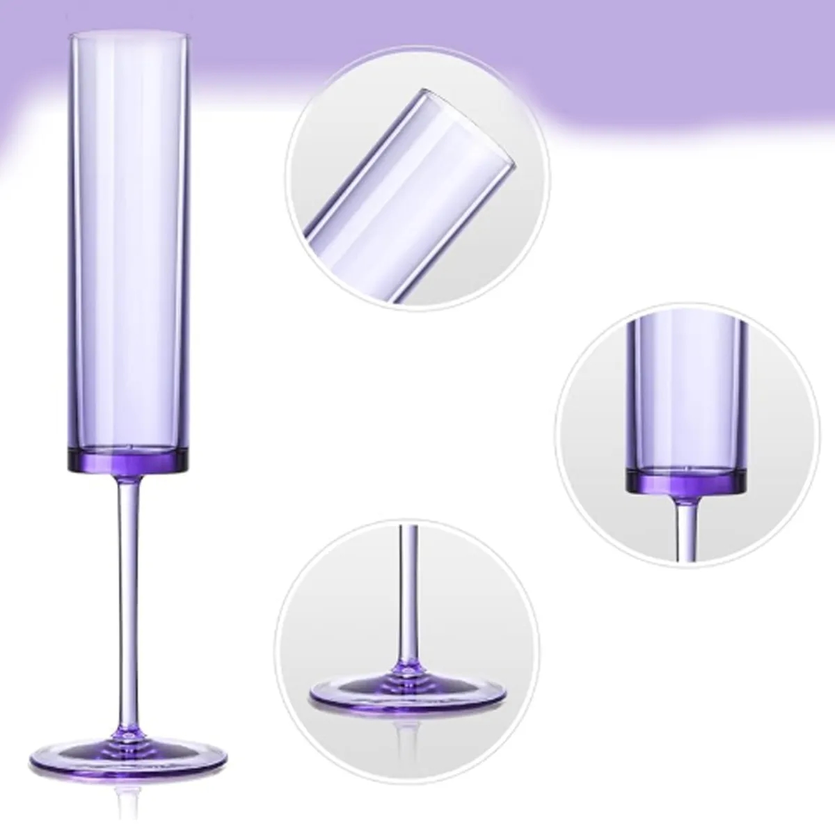 5.5oz. Reusable Plastic Champagne Flutes Wine Glasses 5
