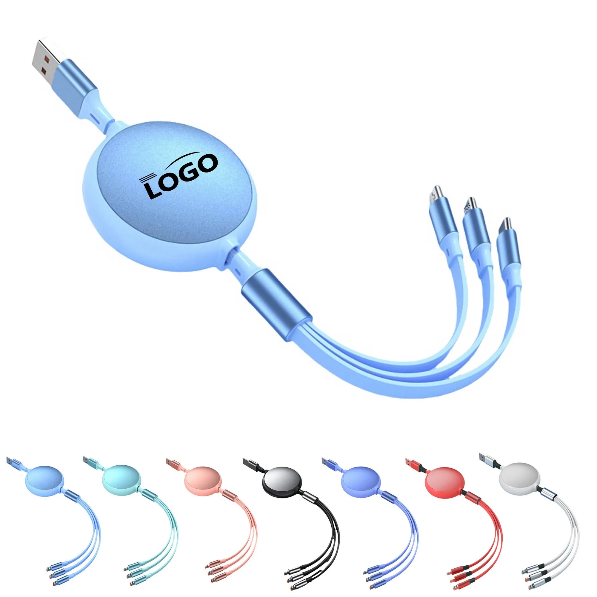 Retractable 100W  3 in 1 Charging Cable