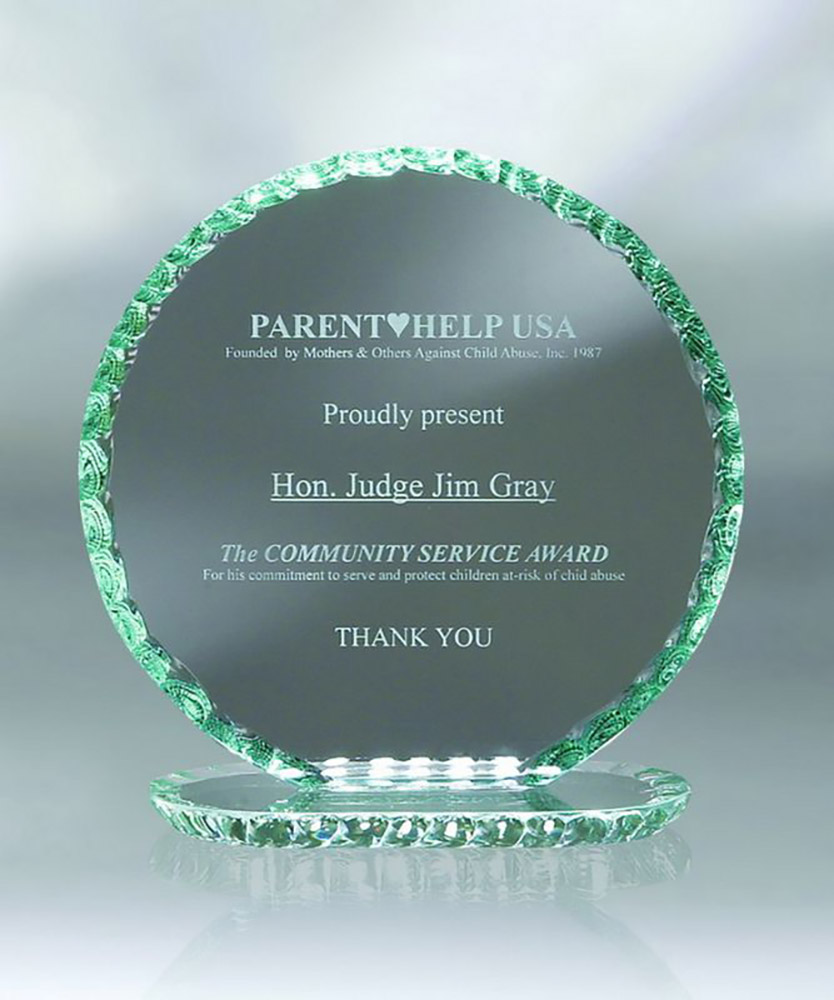 Jade Crystal Pearl Edge RoundAward, Size Medium 1