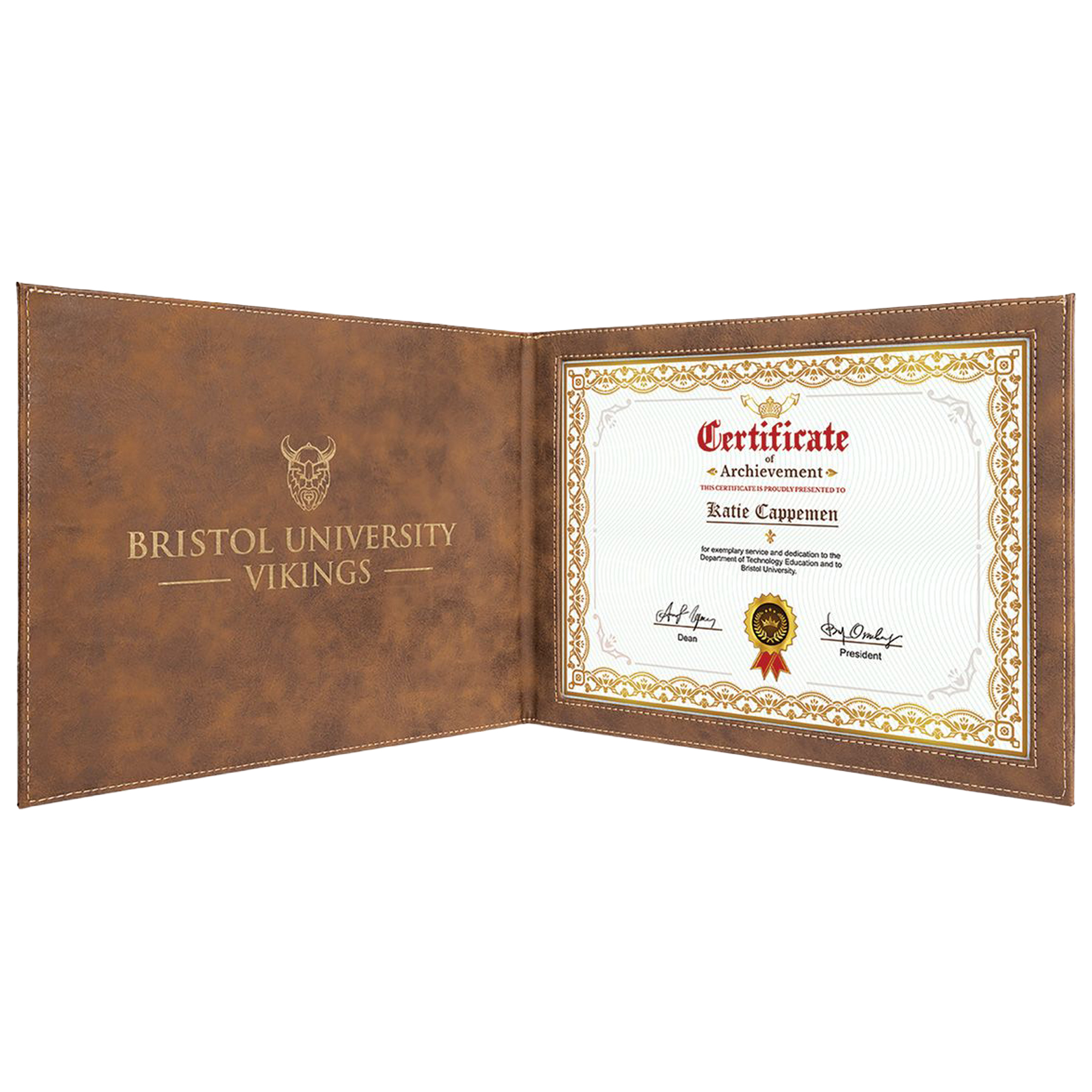 Rustic/Gold Leatherette Certificate Holder 3