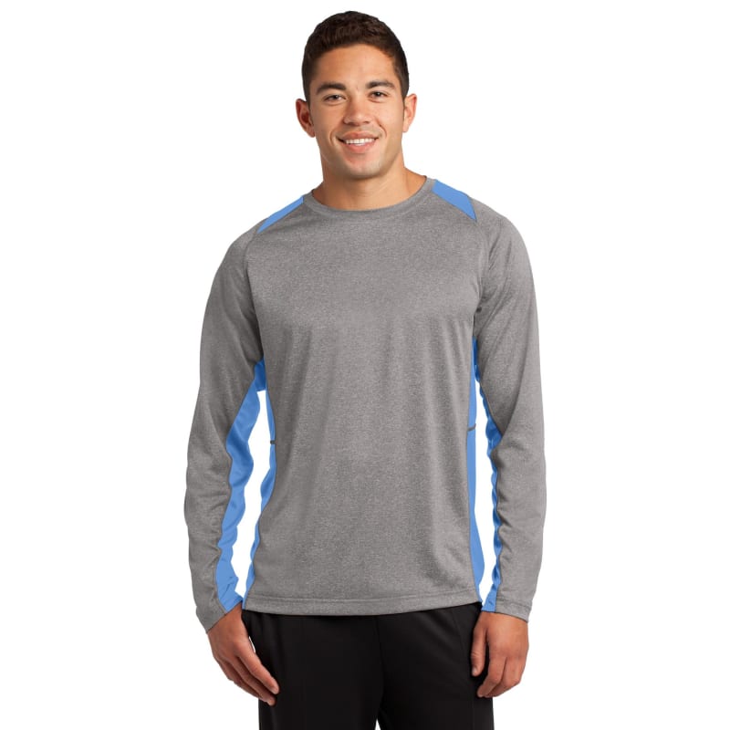 Sport-Tek Long Sleeve Heather Colorblock Contender Tee. 29
