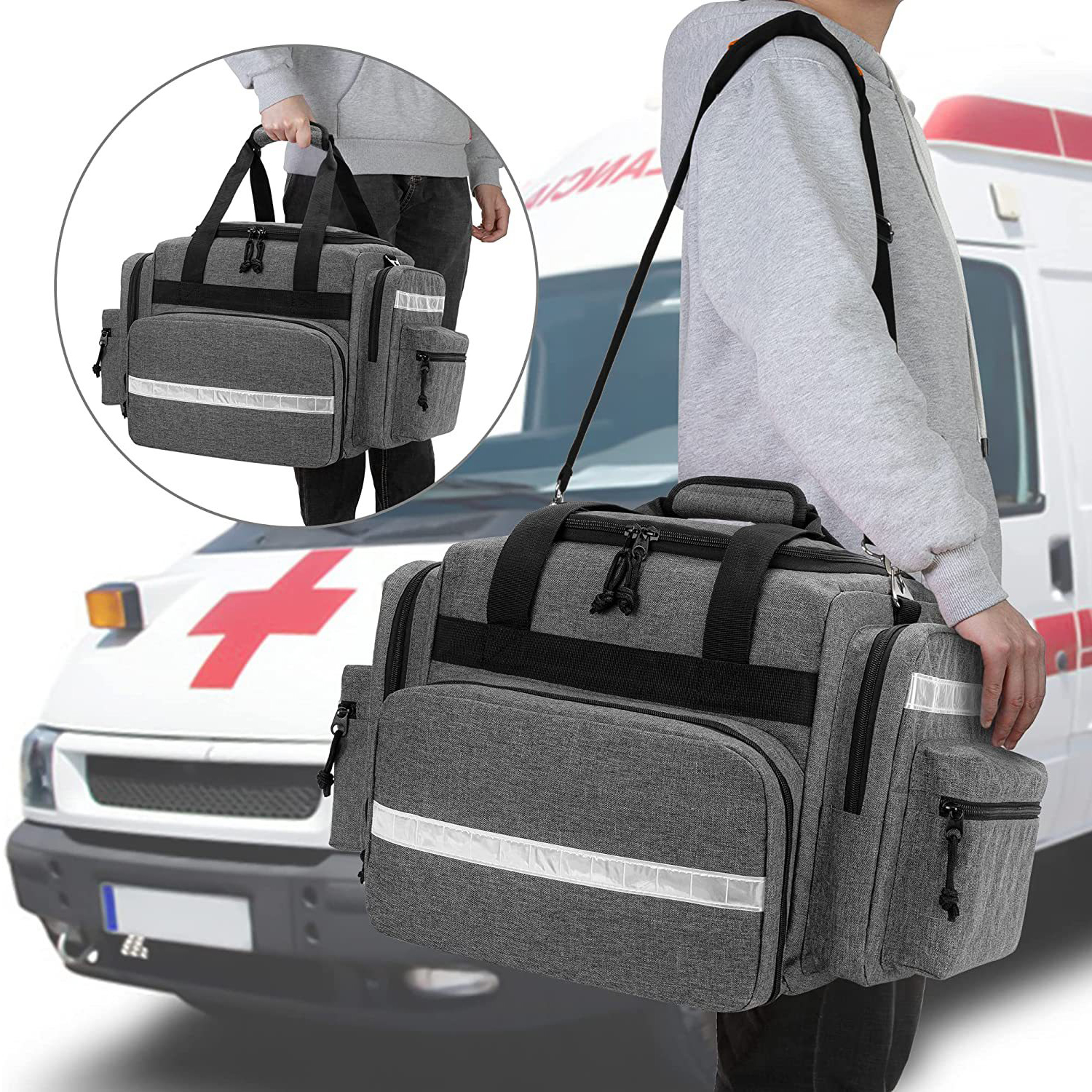 Professional Medical First Responder Bag With Detachable 2