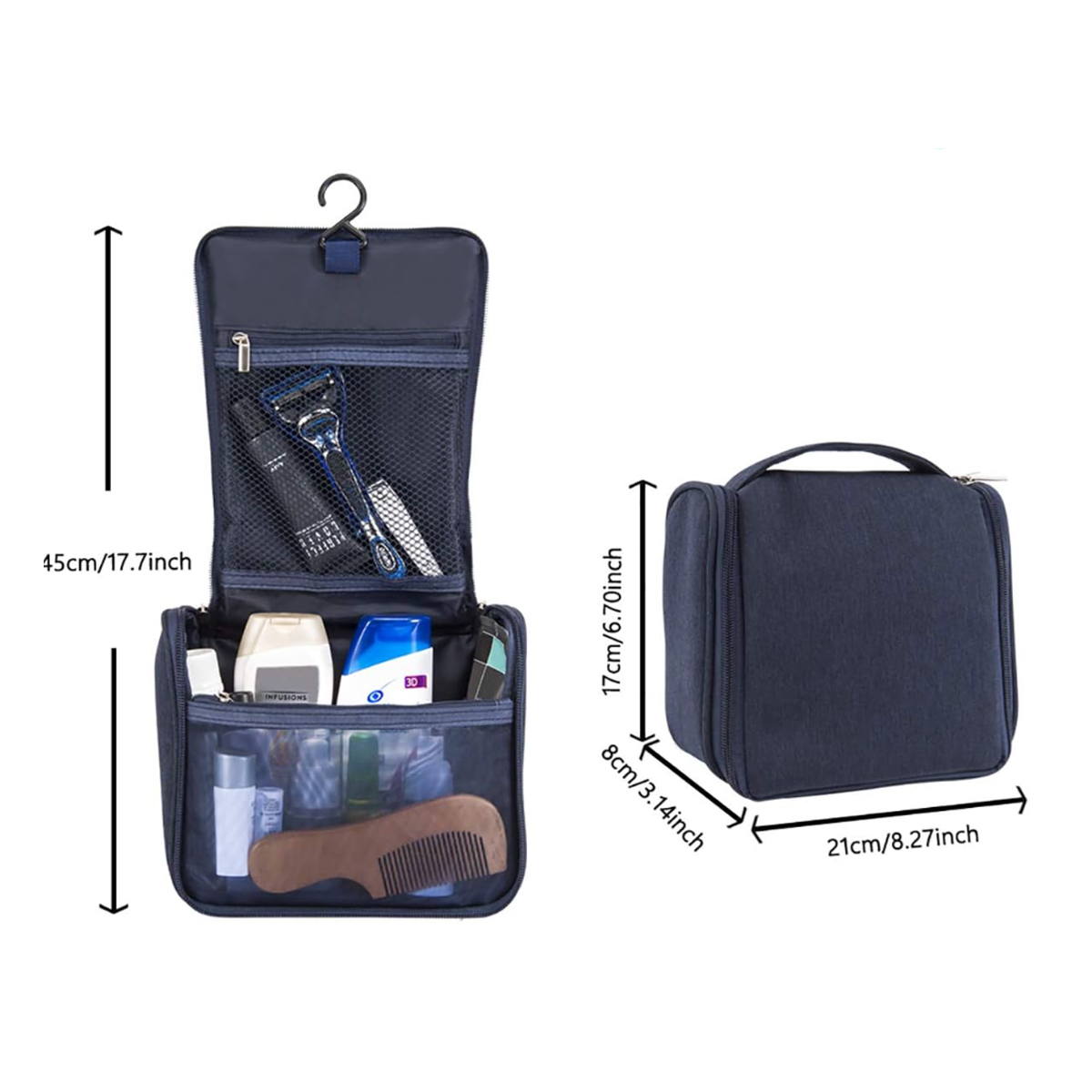 Customizable Hanging Travel Toiletry Bag with Hook 7